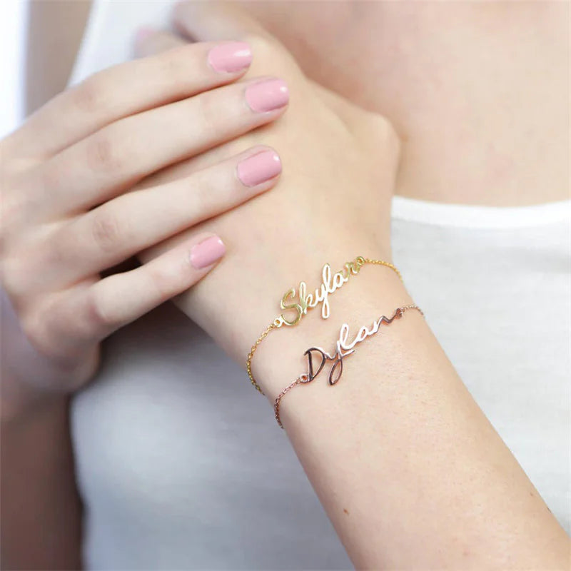 Stainless Steel Letter Bracelet, Handmade Charm Bracelet